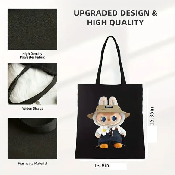 Black shoulder bag Cute Labubu Classic Pose Fun Labubu Lover Gifts Tote … - Picture 1 of 2